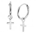  Oorringen zilver met kruis hangertjes 
