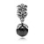 zilver met zwart spinel en zwart kristal