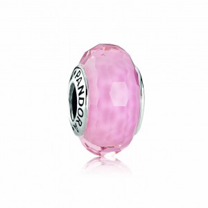 925 sterling zilver, gefacetteerd roze Murano glas
