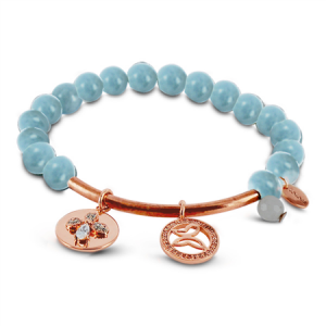 Edelstaal rosé / Aquamarijn kralen