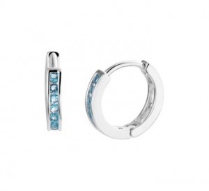 925 sterling zilver, gerhodineerd / lichtblauwe zirkonia