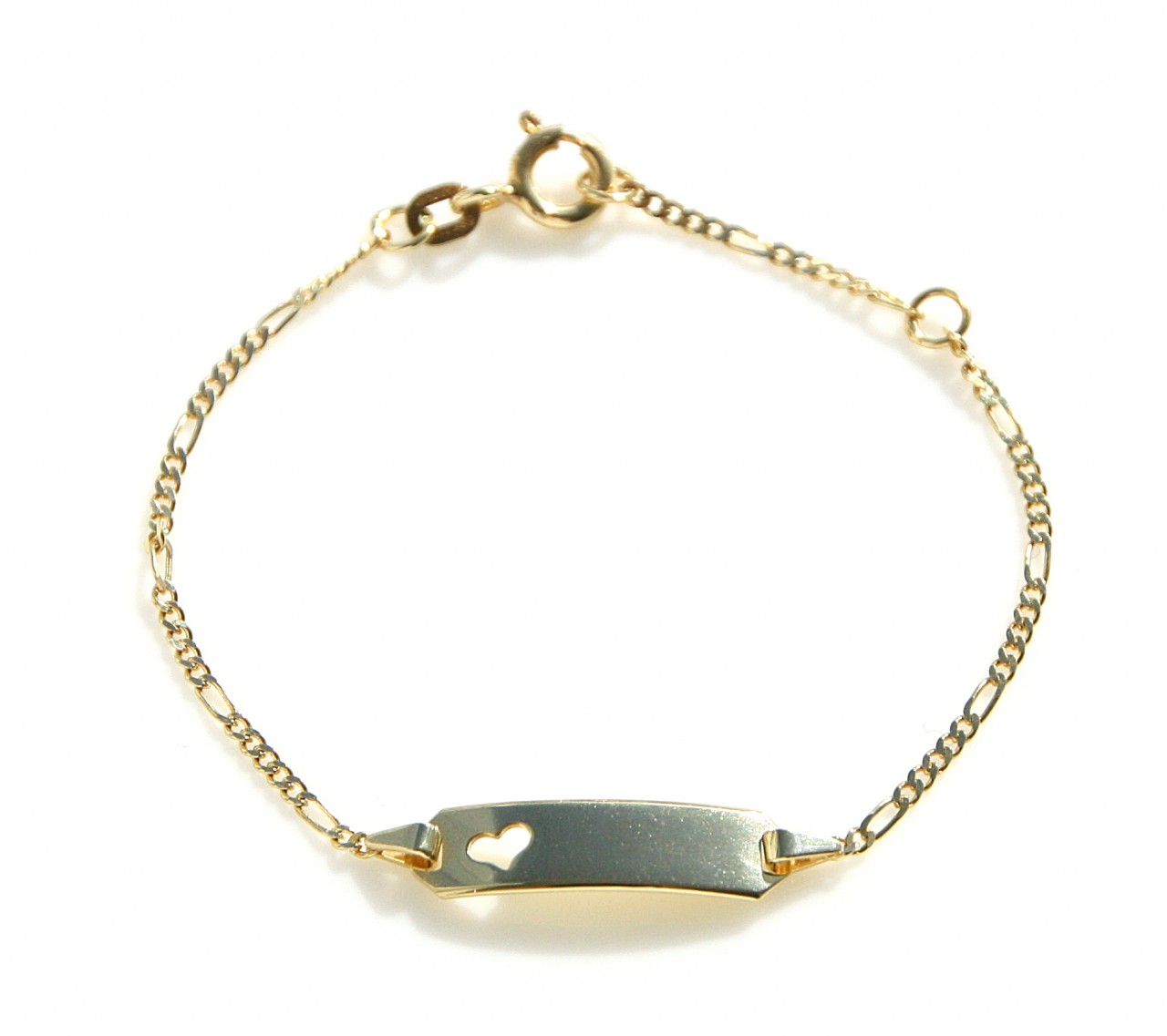 Baby armbandje goud met naamplaatje en open hartje NWKI12